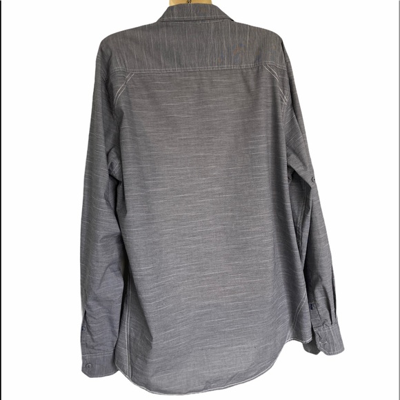 Drill Clothing Company NYC Shirt Button Front Long Sleeve Roll Tab Sleeves Gray - Picture 3 of 9